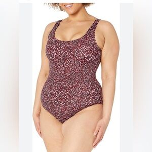 Amazon Essentials Maroon Patterned One-Piece Swimsuit